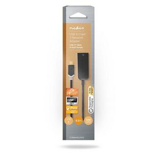 Nedis  Scheda di rete USB | USB 3.2 Gen 1 | 1000 Mbps | USB-C™ Maschio | RJ45 Femmina | 0,20 m | Rotonda | Placcata oro | Rame colorato | Antracite | Scatola 