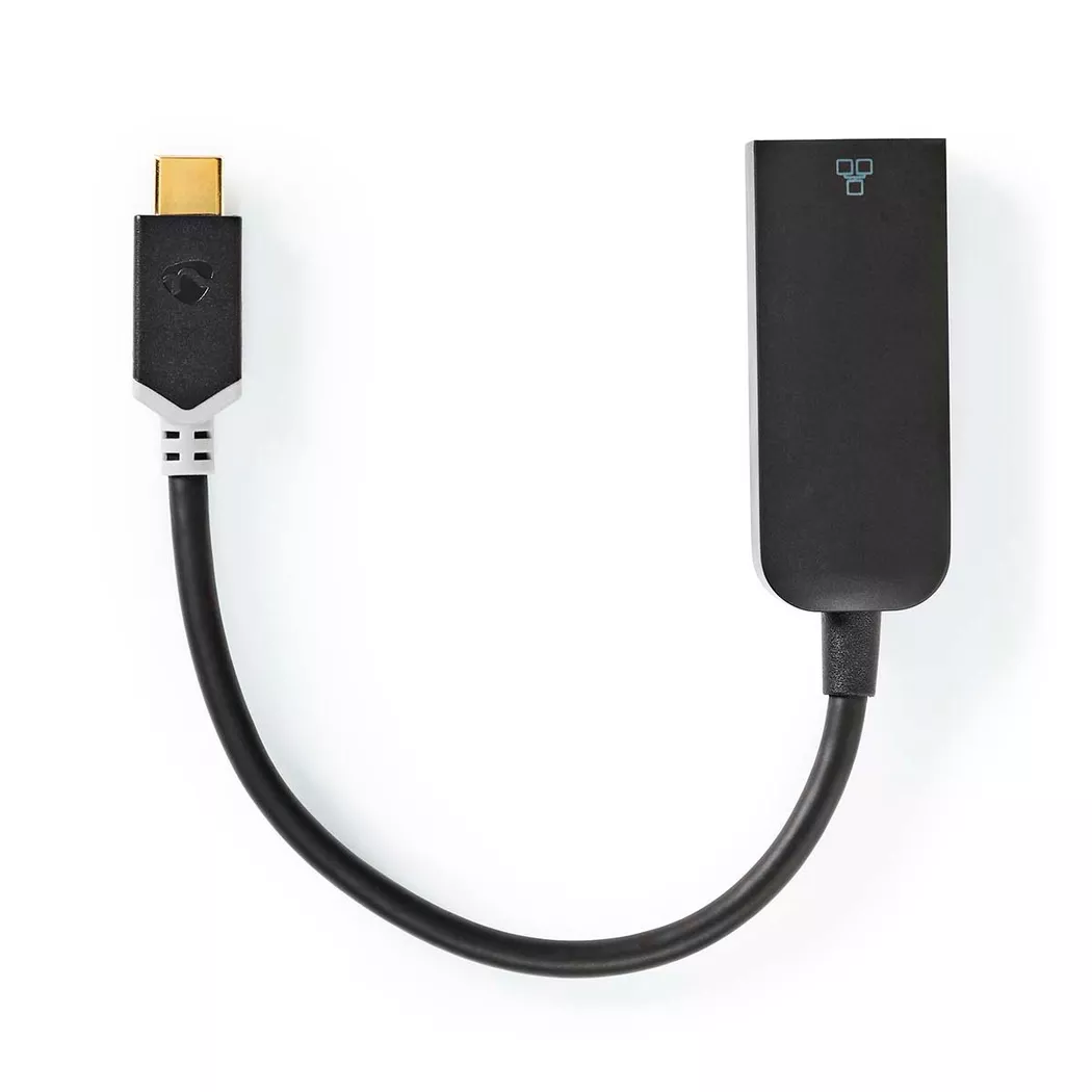 Nedis USB-netwerkadapter - USB 3.2 Gen 1 - 1000 Mbps - USB-C Male - RJ45 Female - 0.20 m - Rond - Verguld - Vertind-Koper - Antraciet - Doos