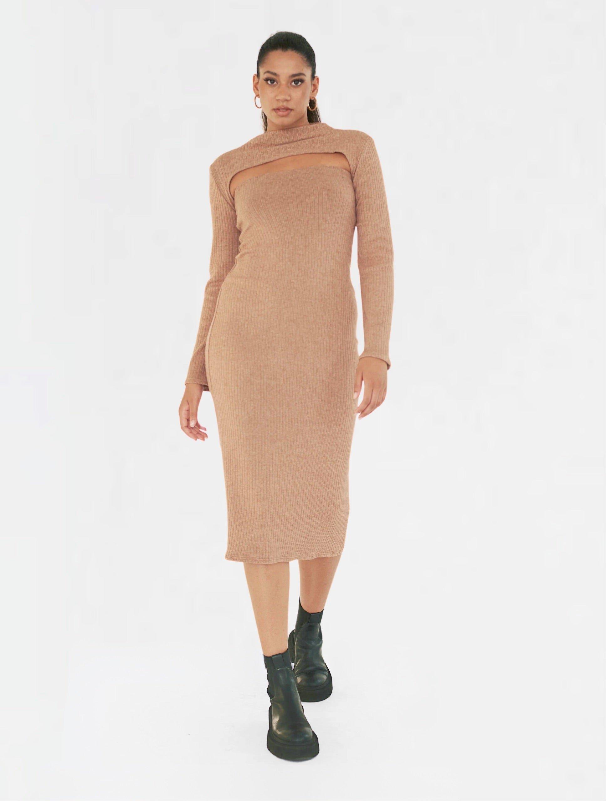 Image of Hailey Kleid Damen Braun Leder XS