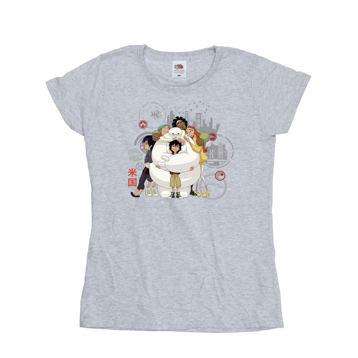 Image of Big Hero 6 Baymax Group Hug Tshirt Damen Grau M