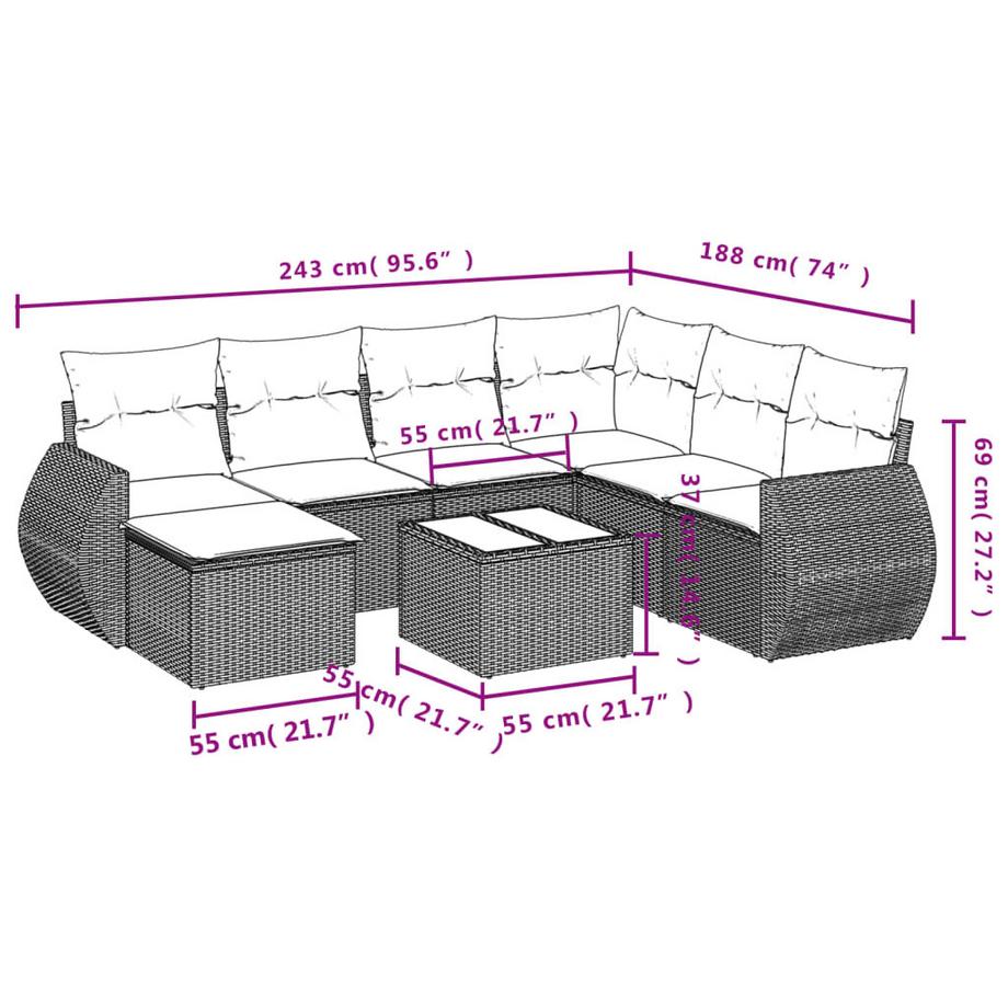 VidaXL Garten sofagarnitur poly-rattan  