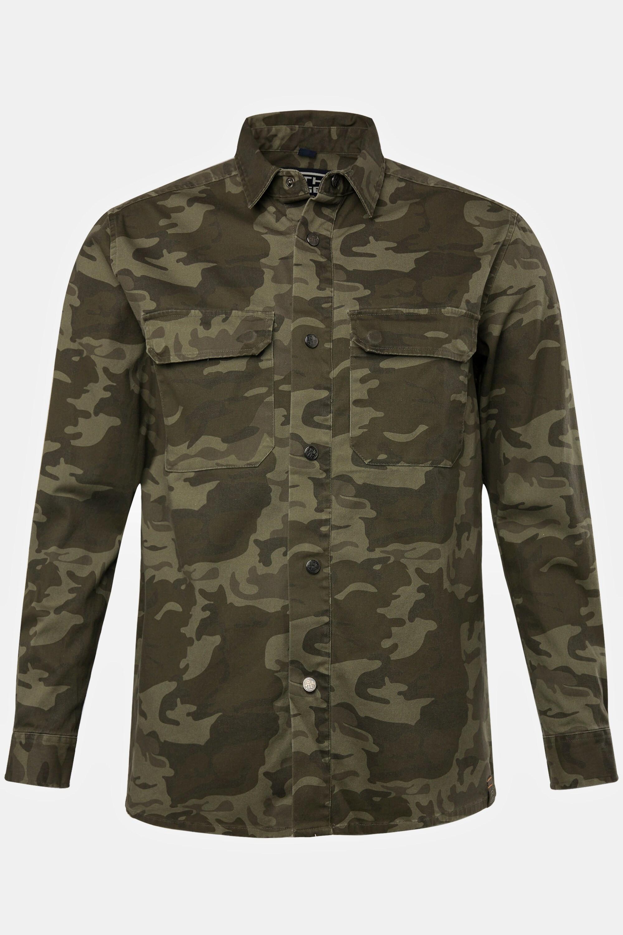 Sthuge  Veste chemisier avec technologie FLEXLASTIC®, motif camouflage et col kent. Jusqu'au 8 XL 