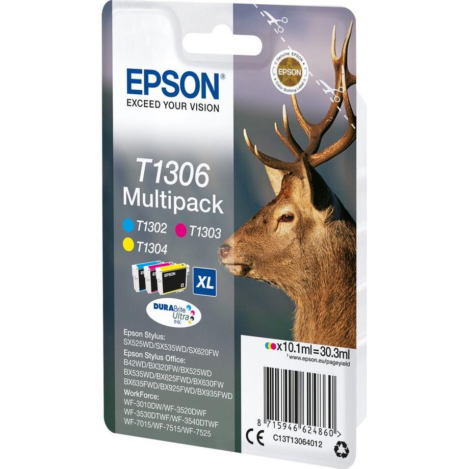 EPSON  Druckerpatrone T1306 Original Kombi-Pack Cyan, Magenta, Gelb 