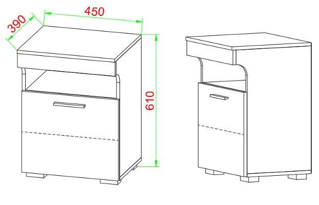 VCM Nachtschrank Beistelltisch Drehtür Konsole Boxspring Nachttisch Slepal M  