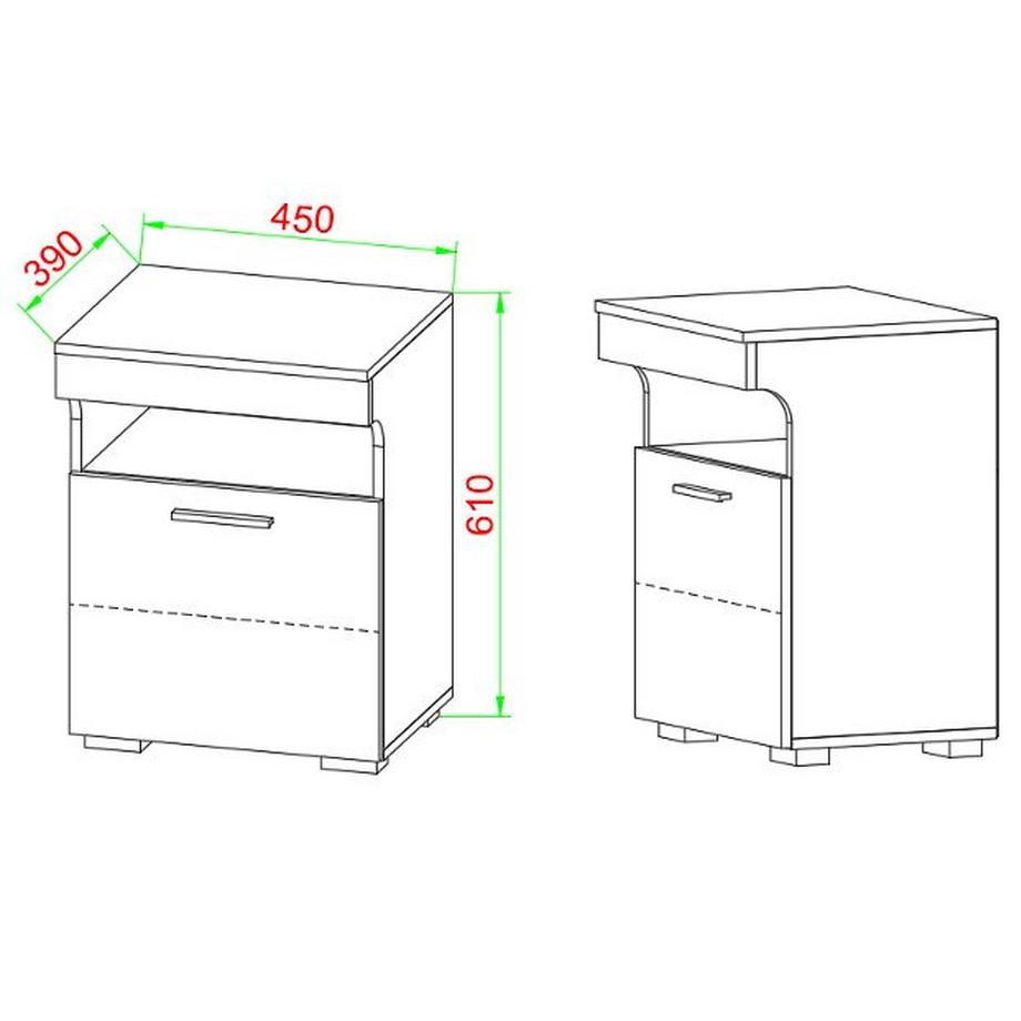 VCM Nachtschrank Beistelltisch Drehtür Konsole Boxspring Nachttisch Slepal M  