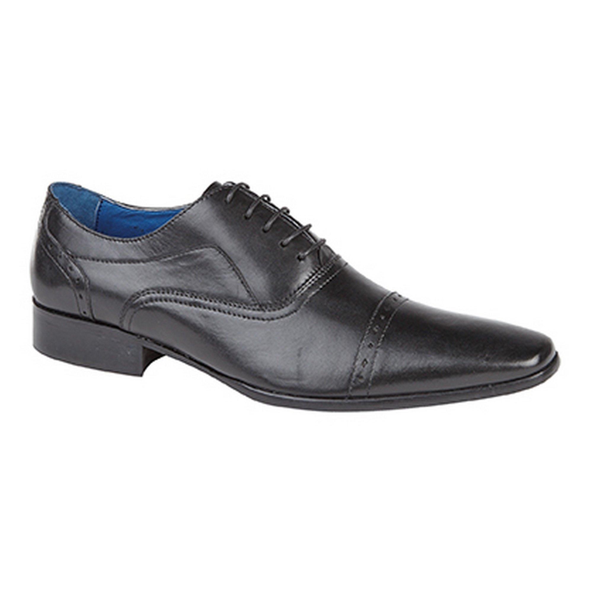 Image of 4 Ösen Punch Cap Leder Oxford Schuhe Herren Schwarz 41
