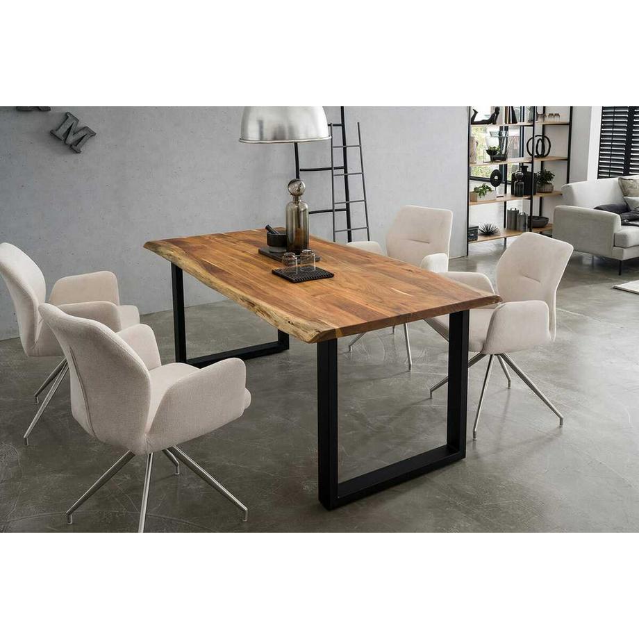 mutoni Table de salle à manger acacia naturel pied en U 200x100  