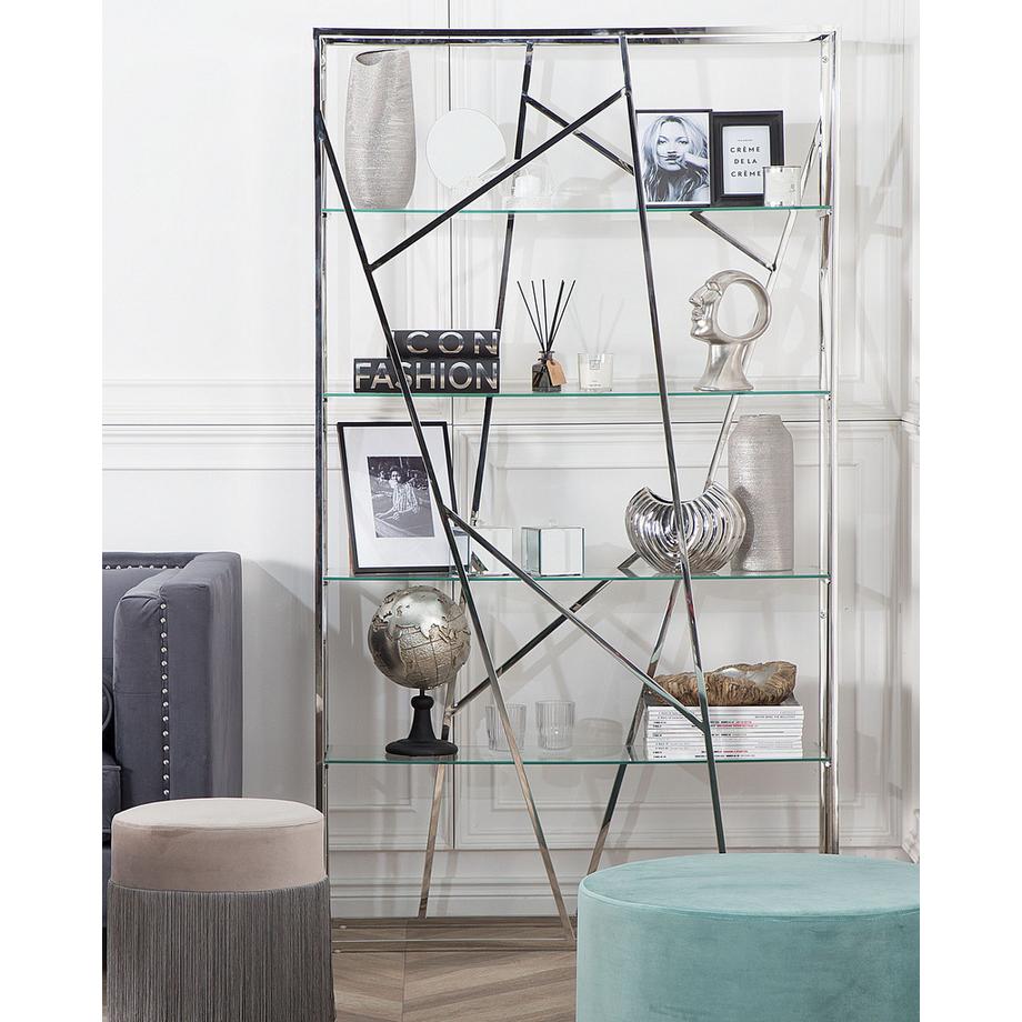 Beliani Regal mit 4 Ebenen aus Edelstahl Glamourös HOXIE  