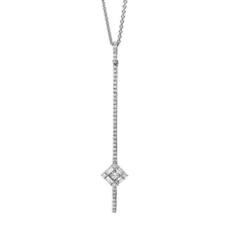 Image of Collier 750/18k Weissgold Diamant 0.4ct. 42 Cm Damen Silber 42cm
