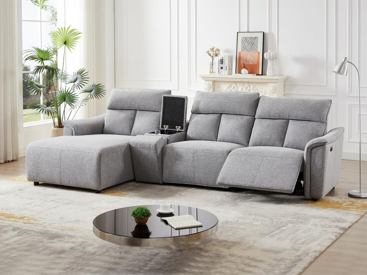 Vente-unique Eckrelaxsofa elektrisch - Ecke links - Stoff - Hellgrau - GARUVO  