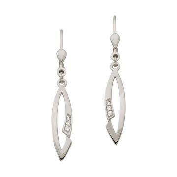 Clous d'oreilles or blanc 750 diamant 0,047ct. 37x6mm