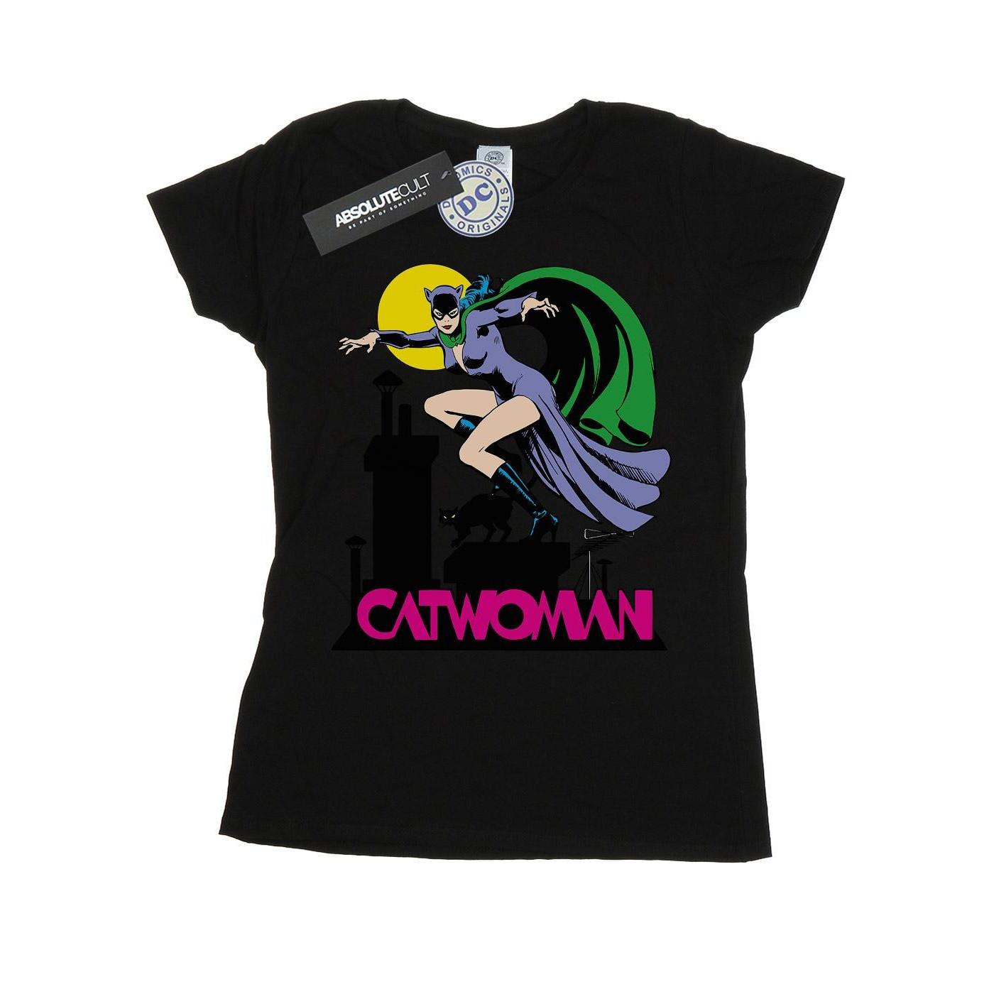 Image of Catwoman Text Logo Tshirt Damen Schwarz XL