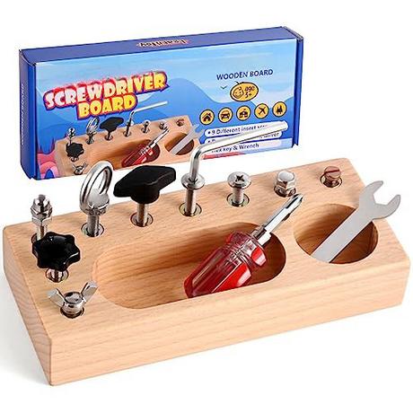 Activity-board  Jouets éducatifs pour enfants - Jeu de tournevis - Jouets éducatifs pour le développement sensoriel - Motricité fine - Jouets de voyage pour les tout-petits 