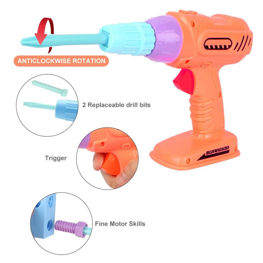 Activity-board  79 Stück Kinderwerkzeug Spielzeug, Bauwerkzeug Spielzeug mit Aufbewahrungsbox Werkzeugkiste Kinderspielzeug Rollenspiel 