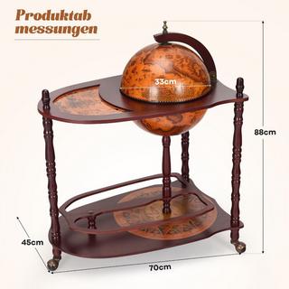 Northio Bar globe en bois d'eucalyptus sur 3 roulettes pour ouverture.  