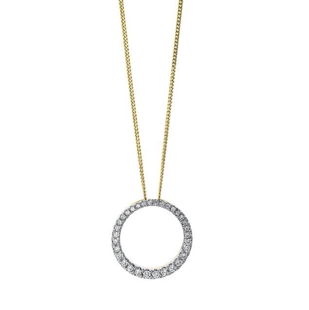 Image of Collier 750/18k Gelbgold Diamant 0.25ct. 43 Cm Damen Silber 42cm