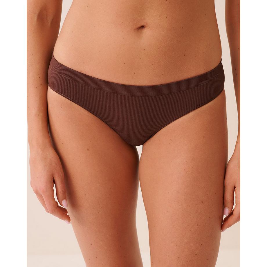 Culotte bikini côtelée en tissu sans coutures