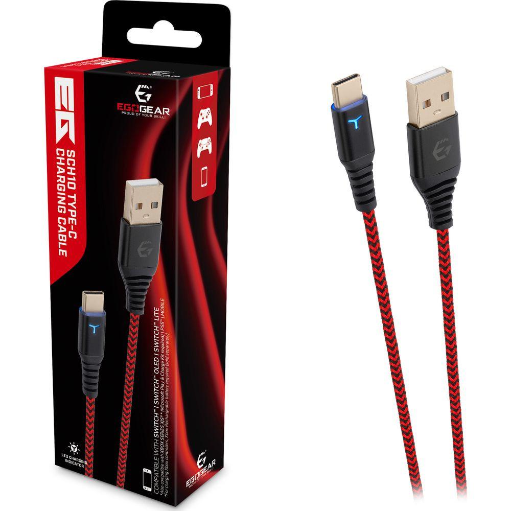 Egogear  EGOGEAR Kabel SCH10 Rot/Schwarz Typ-C 3 m geflochten für NSW 