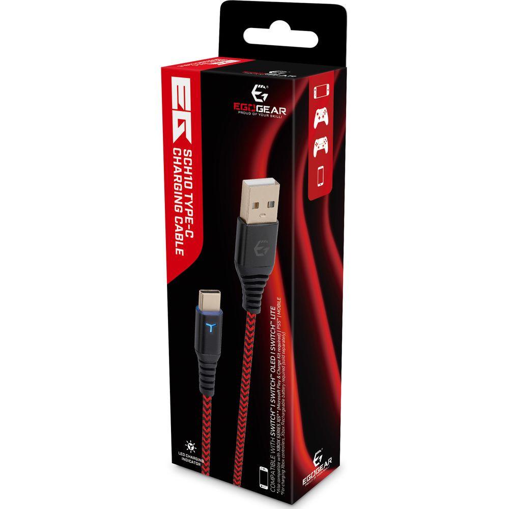 Egogear  EGOGEAR Kabel SCH10 Rot/Schwarz Typ-C 3 m geflochten für NSW 