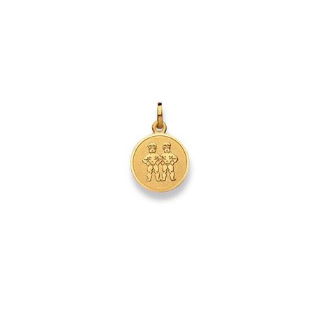 MUAU Schmuck  Pendentif signe du zodiaque jumeaux or jaune 750, 19x12mm 