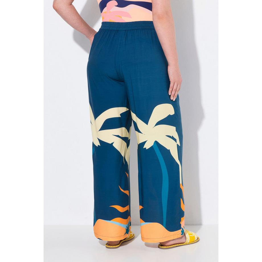 Ulla Popken Palazzohose Weites Bein Palmen Sonnen Print  