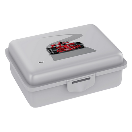 fizzy Fizzii Lunchbox mit Trennfach silber, Rennwagen  