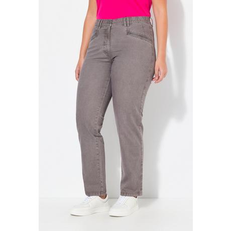 Ulla Popken  Pantalon stretch Mony, jambe légèrement carotte, poches zippées 