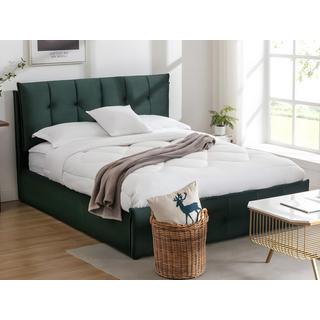 Vente-unique Letto con contenitore 140 x 200 cm Velluto Verde + Materasso - OLERIA  