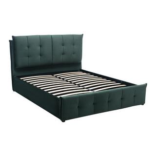 Vente-unique Letto con contenitore 140 x 200 cm Velluto Verde + Materasso - OLERIA  