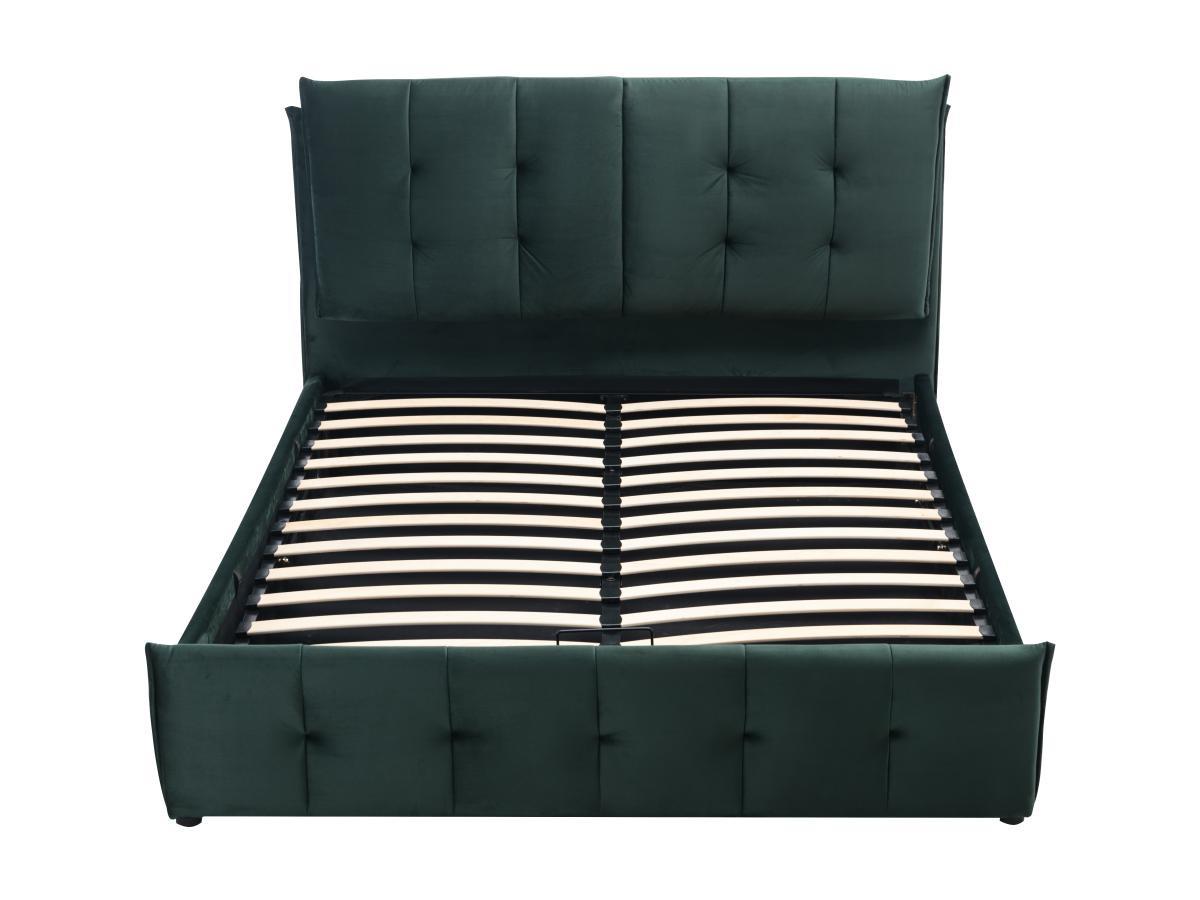 Vente-unique Letto con contenitore 140 x 200 cm Velluto Verde + Materasso - OLERIA  