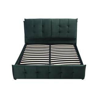 Vente-unique Letto con contenitore 140 x 200 cm Velluto Verde + Materasso - OLERIA  