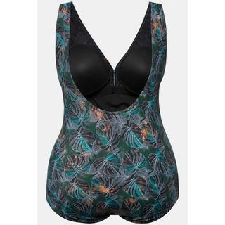 Ulla Popken  Maillot de bain avec bonnets souples, doublure Powermesh, motif jungle 