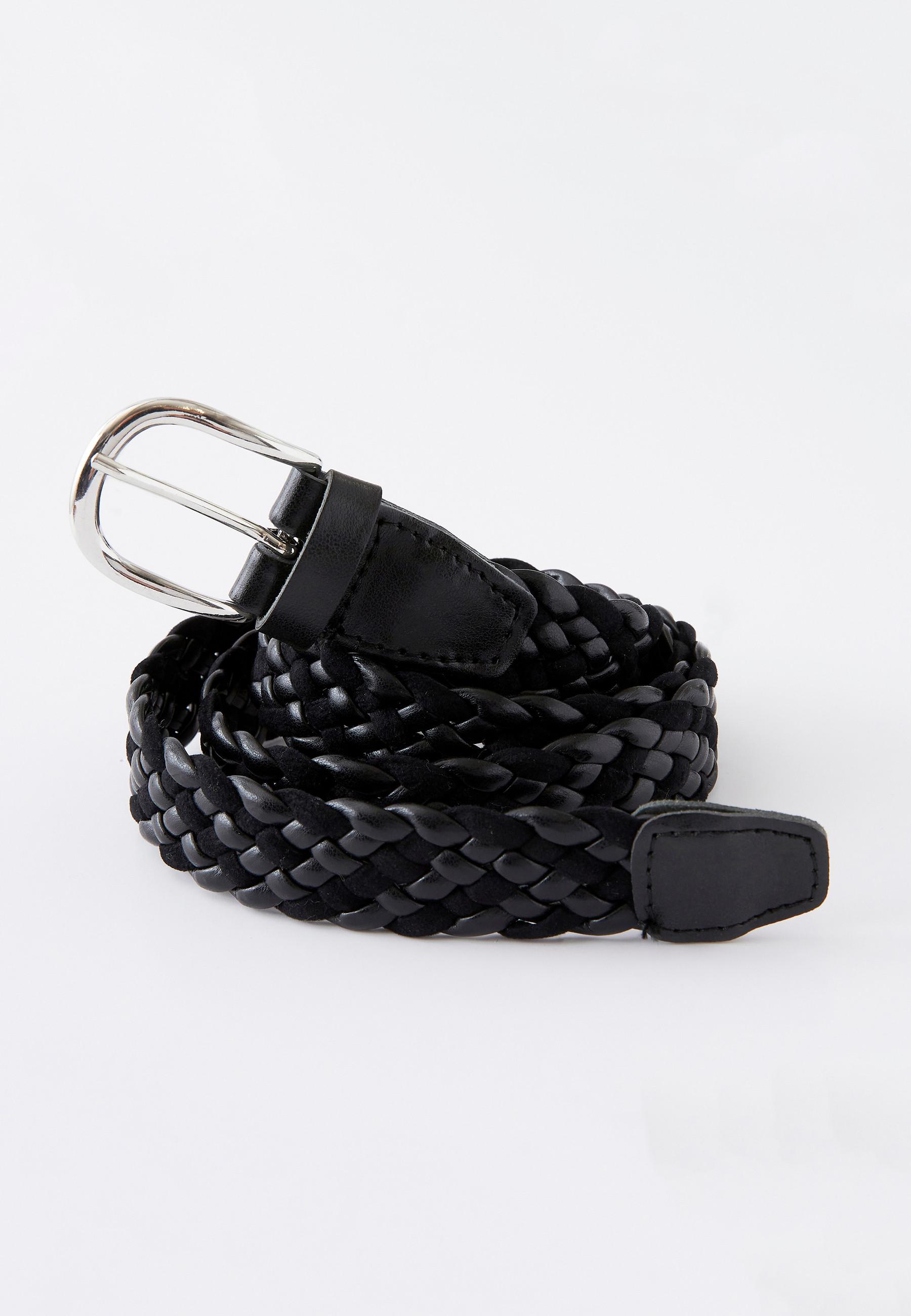 Image of Flechtgürtel Aus Obermaterial Und Futter Synthetik. Metallschließe. Damen Schwarz 105cm