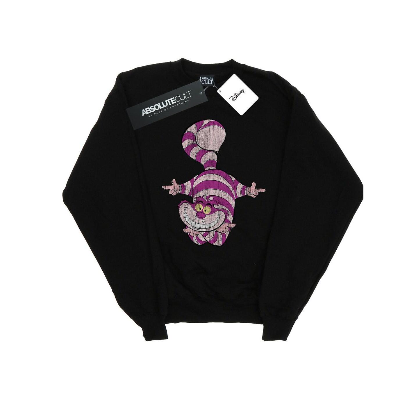Image of Alice In Wonderland Cheshire Cat Upside Down Sweatshirt Unisex Schwarz 152-158