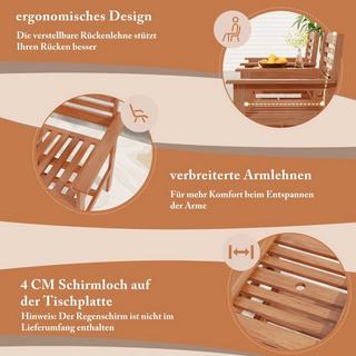 B2X Set di sedute in legno con tavolino e foro per ombrellone Set di mobili da giardino resistenti alle intemperie per la terrazza  