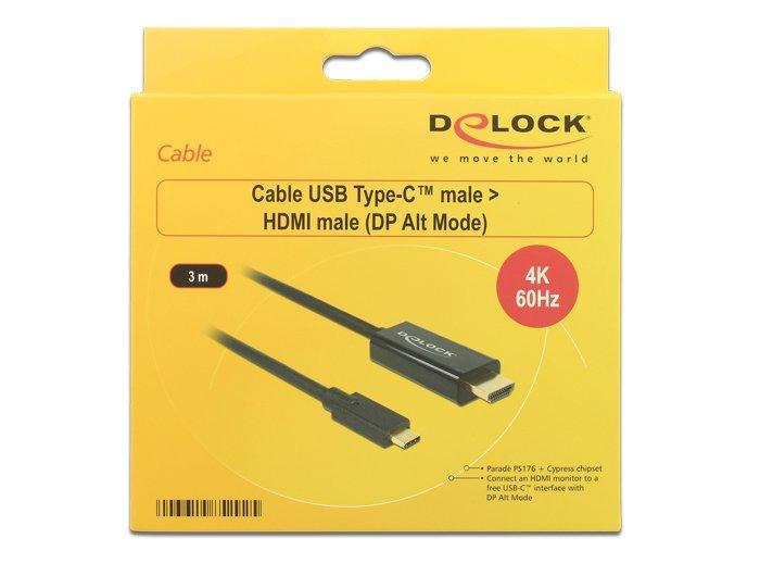DeLock  DeLOCK 85292 cavo e adattatore video 3 m USB tipo-C HDMI Nero 