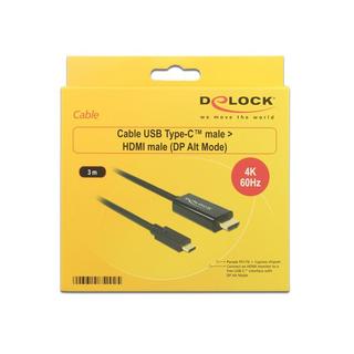DeLock  DeLOCK 85292 cavo e adattatore video 3 m USB tipo-C HDMI Nero 