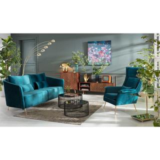 KARE Design Sofa Vegas Forever Petrol 3-Sitzer  