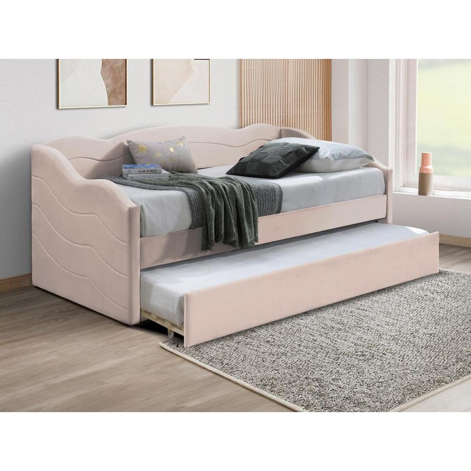 Vente-unique Letto divano a scomparsa 2 x 90 x 190 cm Velluto Rosa + Materasso - LENVIA  