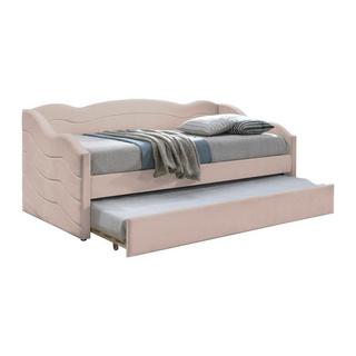 Vente-unique Ausziehbett mit Matratze - 2 x 90 x 190 cm - Samt - Rosa - LENVIA  