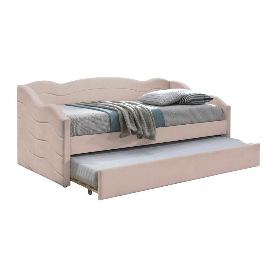 Vente-unique Letto divano a scomparsa 2 x 90 x 190 cm Velluto Rosa + Materasso - LENVIA  