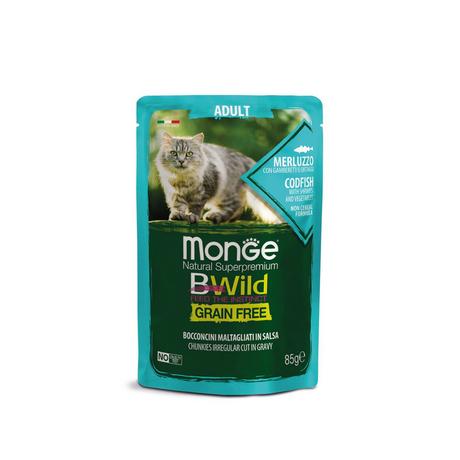 Monge  BWild per gatti con merluzzo - Multipack 