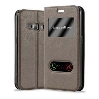 Cadorabo  Housse compatible avec Samsung Galaxy J1 2016 - Coque de protection avec fermeture magnétique, fonction de support et 2 fenêtres de visualisation 