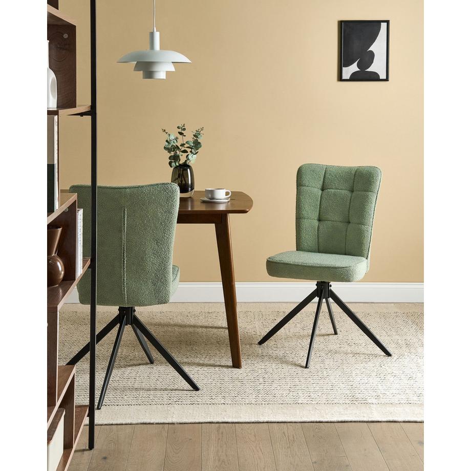 Beliani Esszimmerstuhl 2er Set aus Bouclé  RYAN  