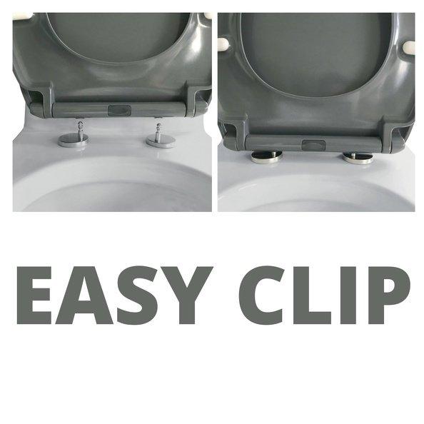 spirella Toilettensitz EASY CLIP Duroplast grau – Edelstahlscharniere  