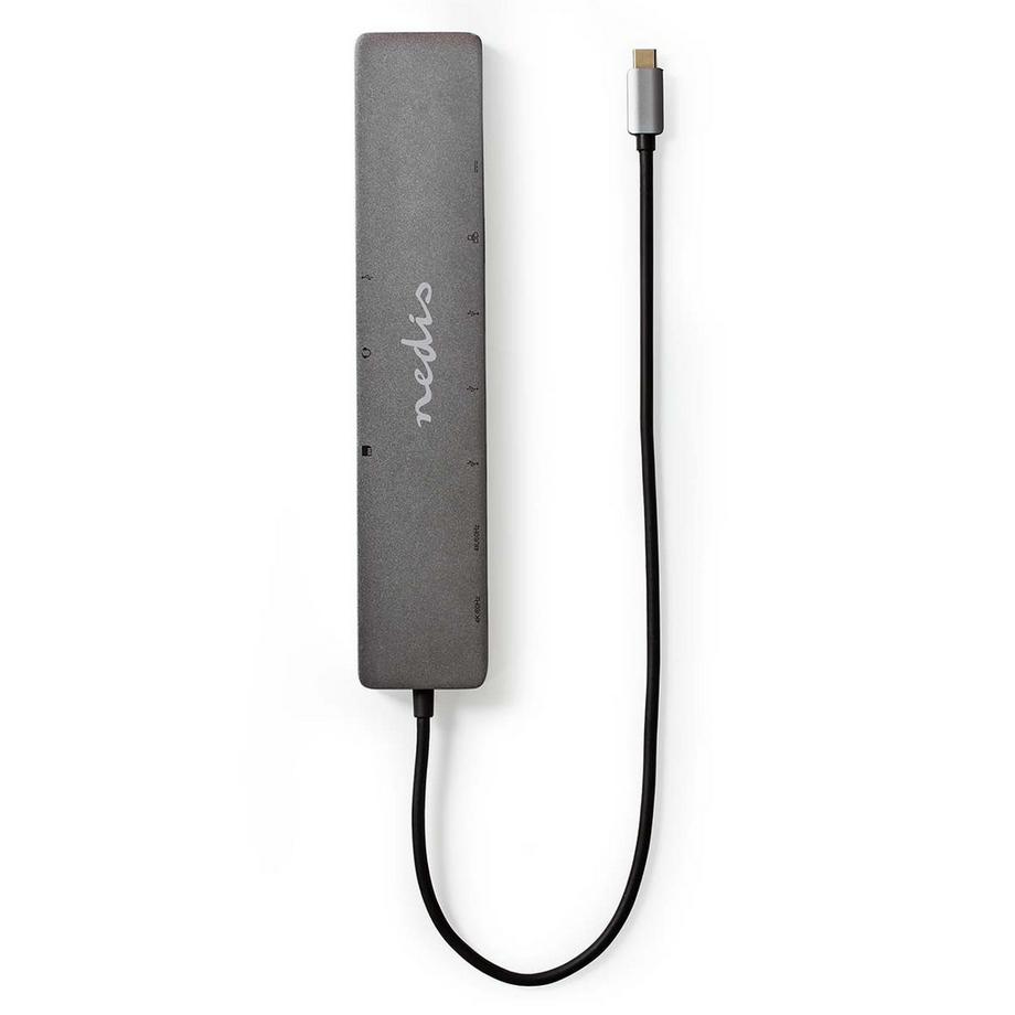 Nedis  USB Multi-Port Adapter | USB 3.2 Gen 1 | USB-C™ Hane | Micro SD / RJ45 Hona / SD / 2x HDMI™ / 2x USB-C™ / 3x USB-A Hona | 0.40 m | Rund | Guldplaterad | TPE | Antracit | Låda 