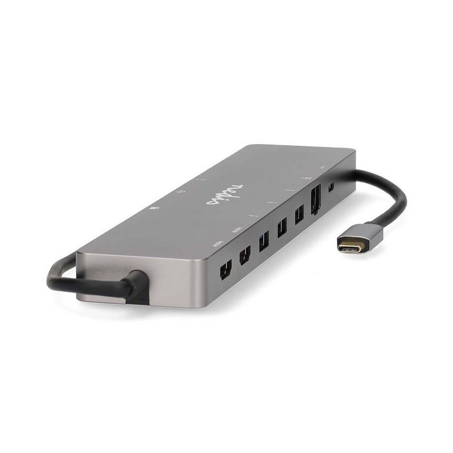 Nedis  USB Multi-Port Adapter | USB 3.2 Gen 1 | USB-C™ Hane | Micro SD / RJ45 Hona / SD / 2x HDMI™ / 2x USB-C™ / 3x USB-A Hona | 0.40 m | Rund | Guldplaterad | TPE | Antracit | Låda 