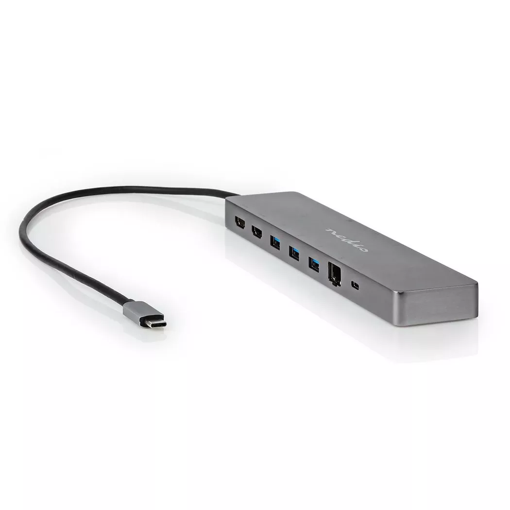 Adattatore Multi Porto Usb Usb 32 Gen 1 Usb C Maschio Micro Sd Rj45 Femmina Sd 2x Hdmi 2x Usb C 3x Usb A Femmina 040 M Tondo Placcato Oro Tpe Antracite Scatola 202304531 202304531