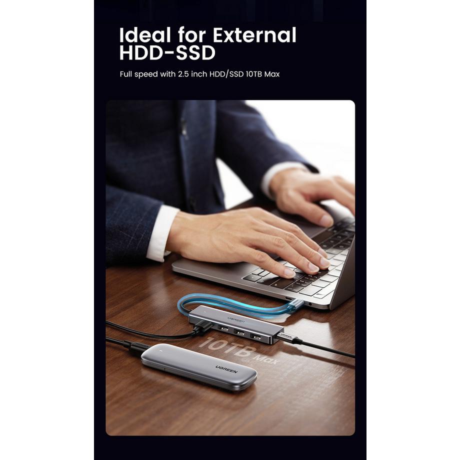 UGREEN  Ugreen 4-Port USB 3.0 Hub mit USB-C Netzteil 