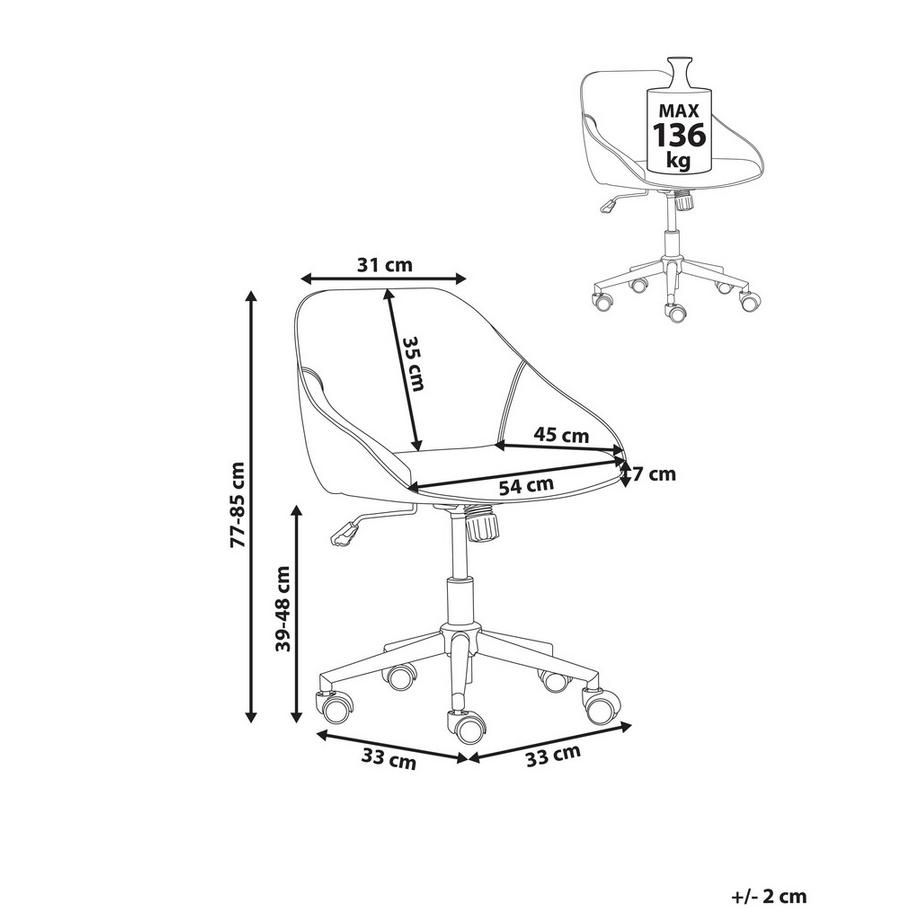 Beliani Chaise de bureau en Velours  BARDSDALE  